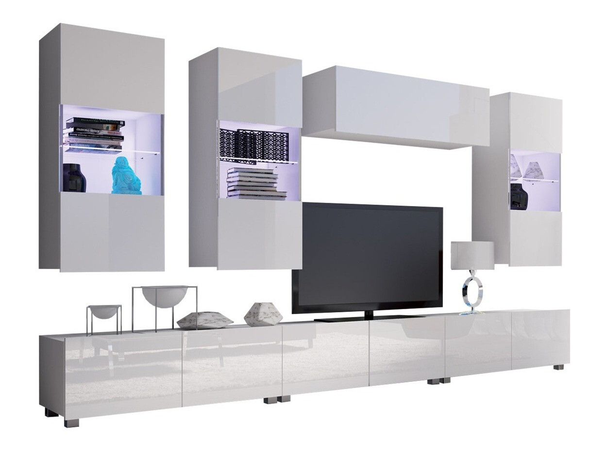 Wohnzimmer-Sets Remus XI (Weiss + Weiss glänzend)