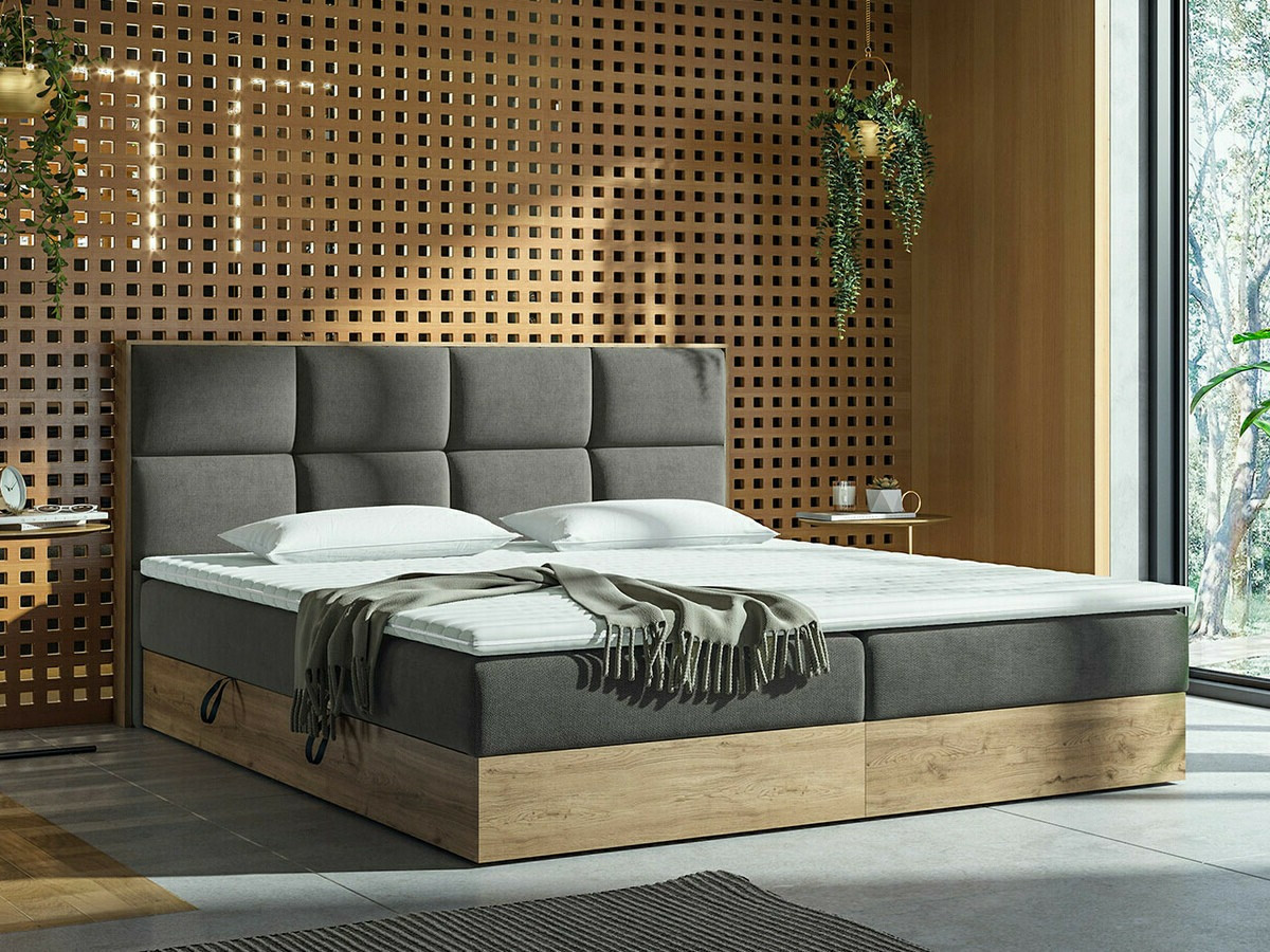 Boxspringbett ComfiDream 165 (Goldene Eichenholzoptik + Soro 97)