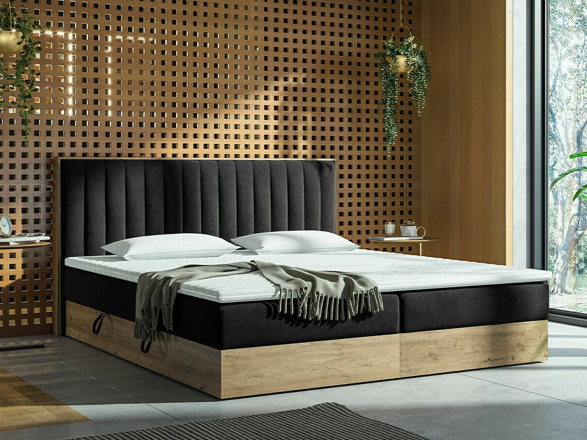 Boxspringbett ComfiDream 166 (Goldene Eichenholzoptik + Soro 100)