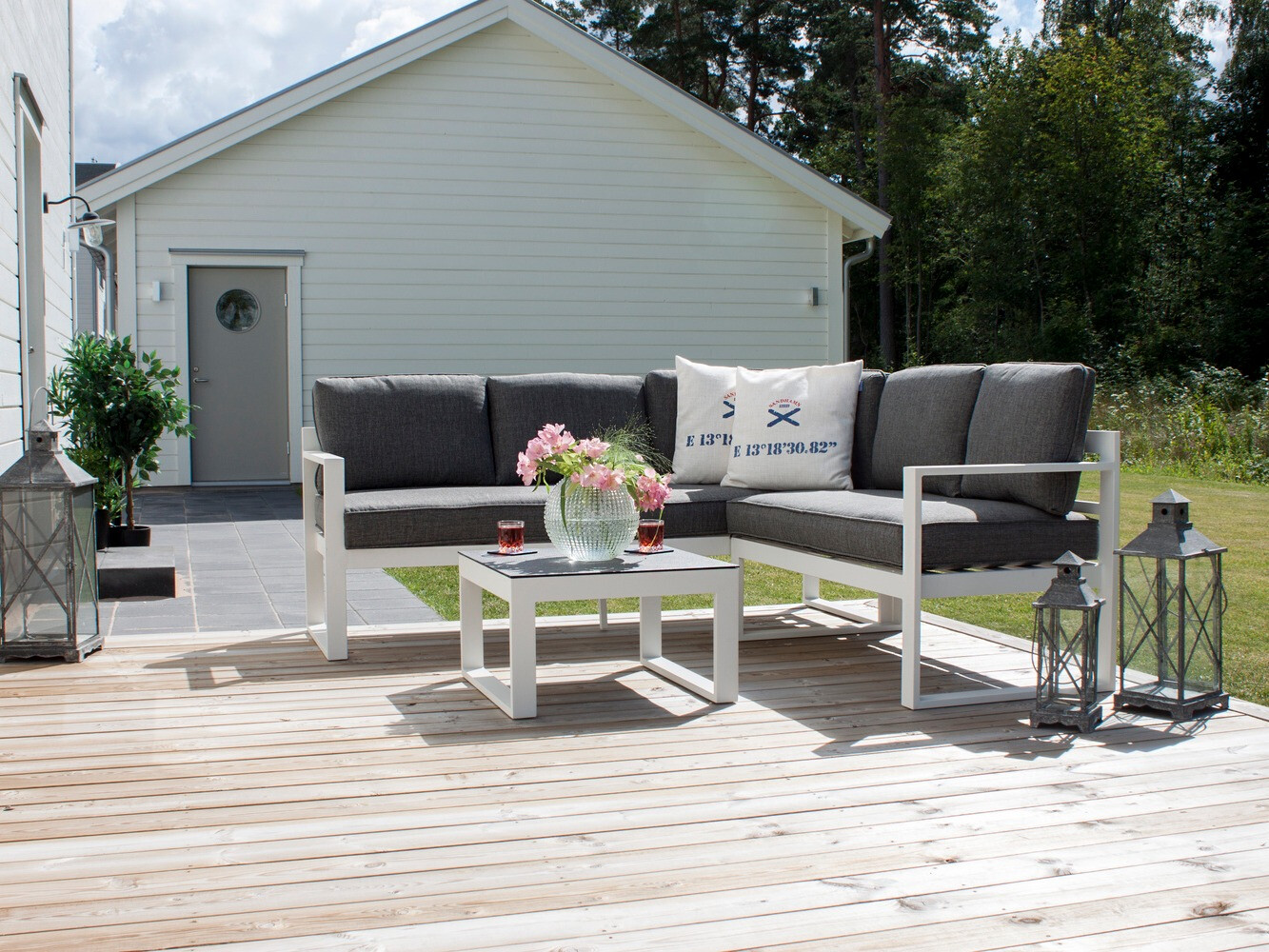 Gartenmöbel-Set Dallas 773 (Weiss + Grau)
