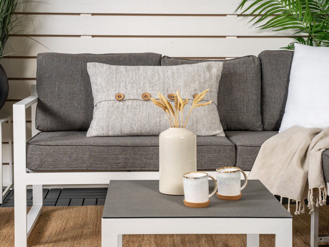 Gartenmöbel-Set Dallas 773 (Weiss + Grau)