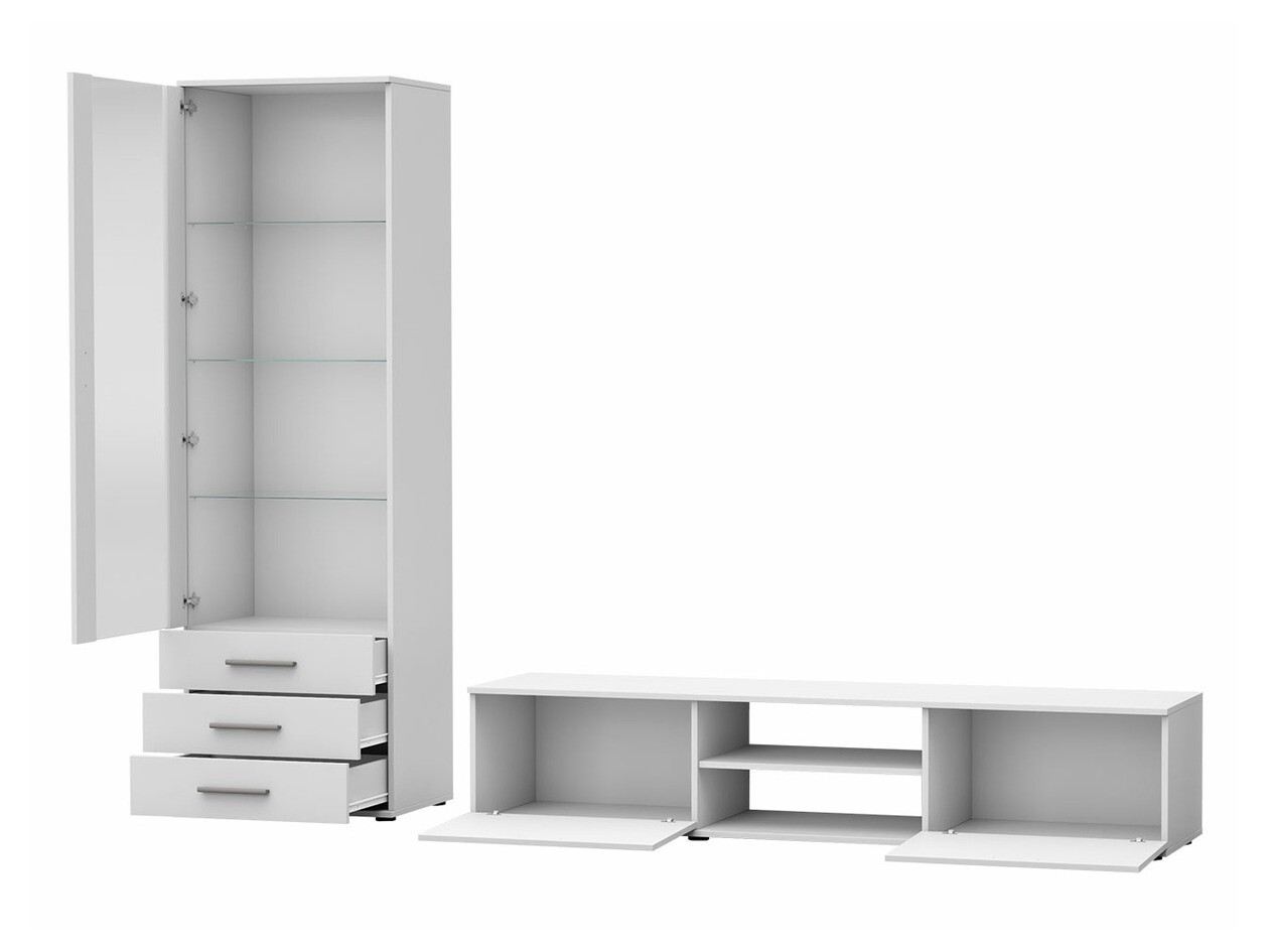 Wohnzimmer-Set Tornola 107 (Weiss + Weiss glänzend)