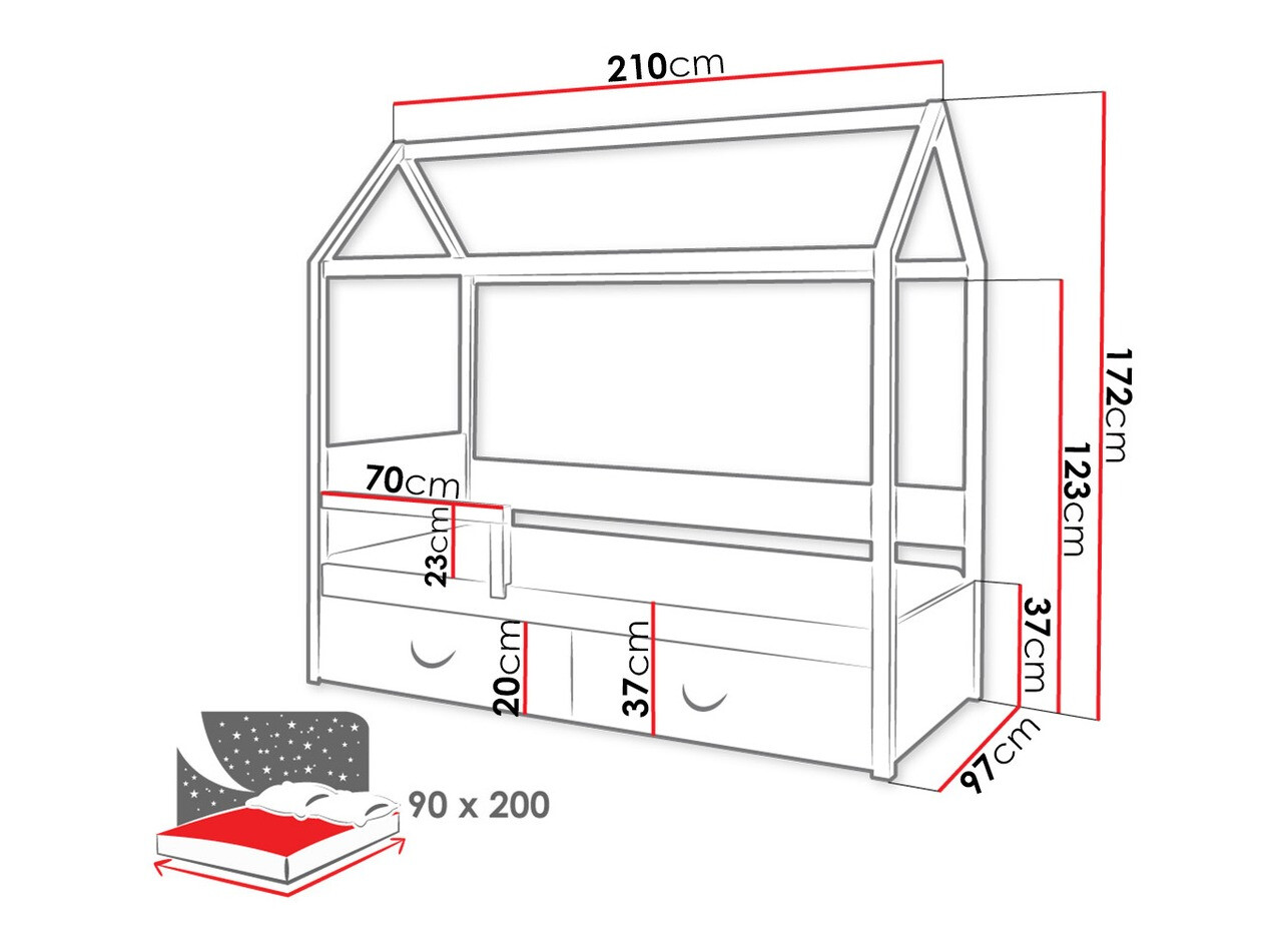 Bett Henderson 132 (Graphit + Weiss)