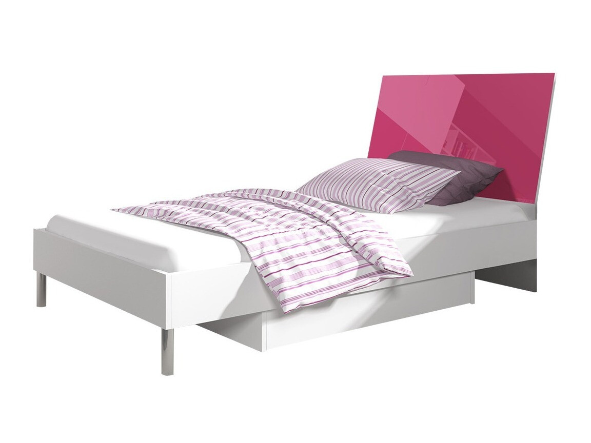 Bett Salmere 102 (Weiss + Rosa glänzend)
