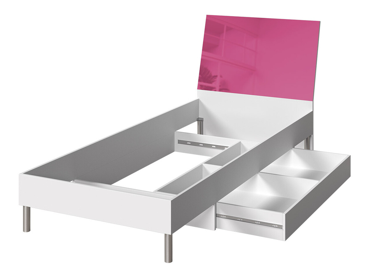 Bett Salmere 102 (Weiss + Rosa glänzend)