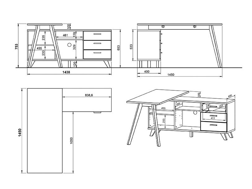 Eckschreibtisch Sacramento A116