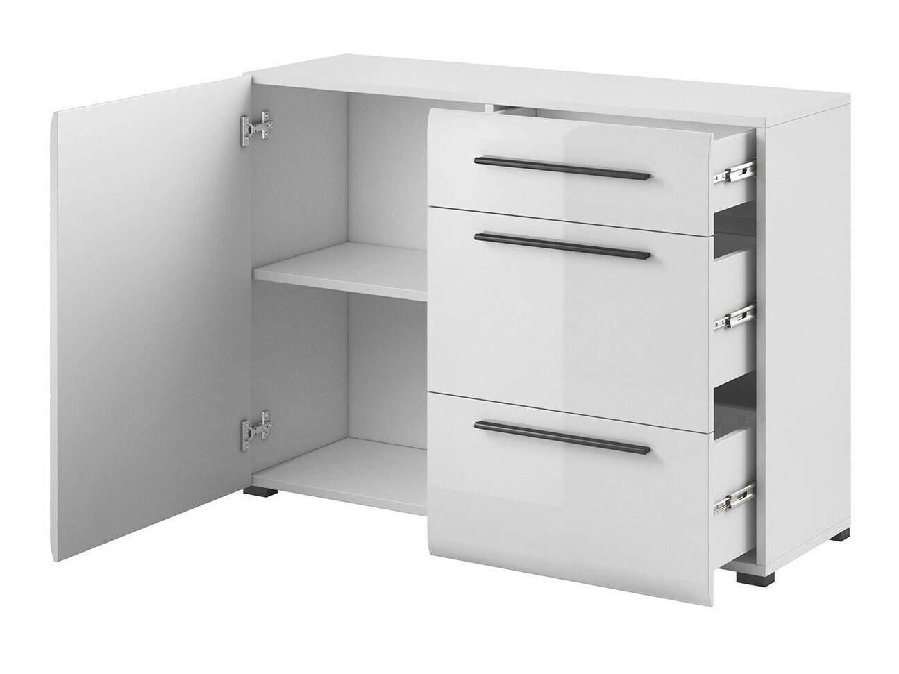 Kommode Ophsalu 107 (Weiss + Weiss glänzend)