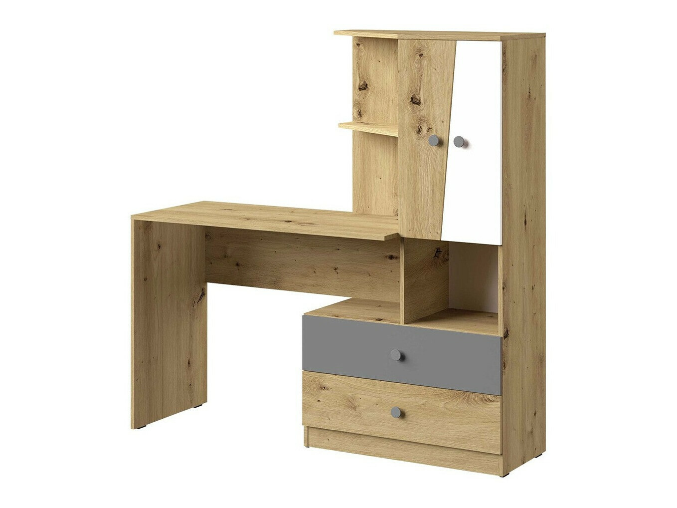 Bürotisch Almira 110 (Artisan-Eiche + Weiss + Grau)