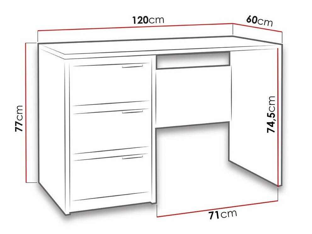 Bürotisch Fivelbo 100 (Klostereiche + Schwarz glänzend)