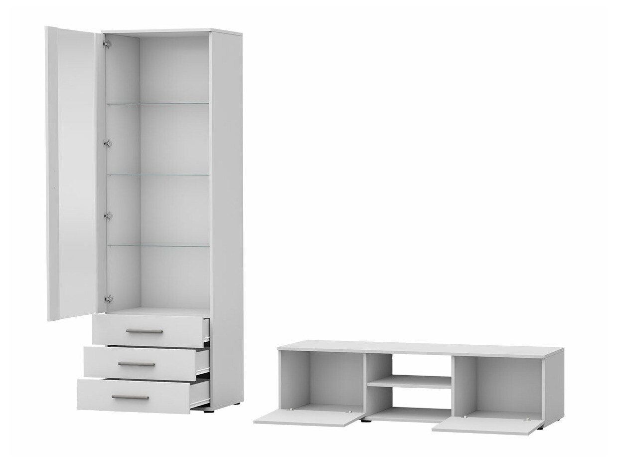 Wohnzimmer-Set Tornola 110 (Weiss + Weiss glänzend)