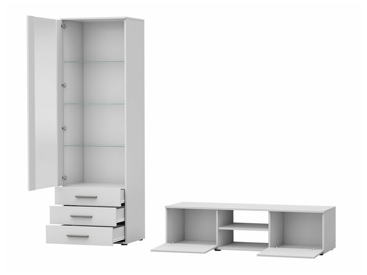 Wohnzimmer-Set Tornola 110 (Weiss + Weiss glänzend)