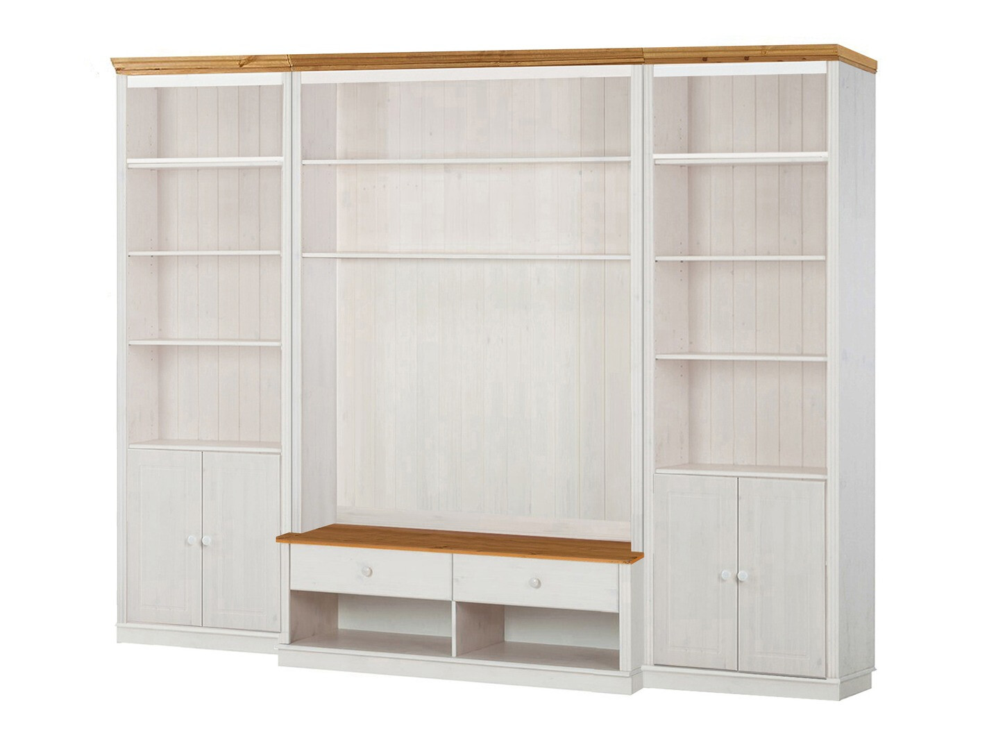 Wohnzimmer-Sets Saltoro 141 (Weiss + Kiefernholzoptik)