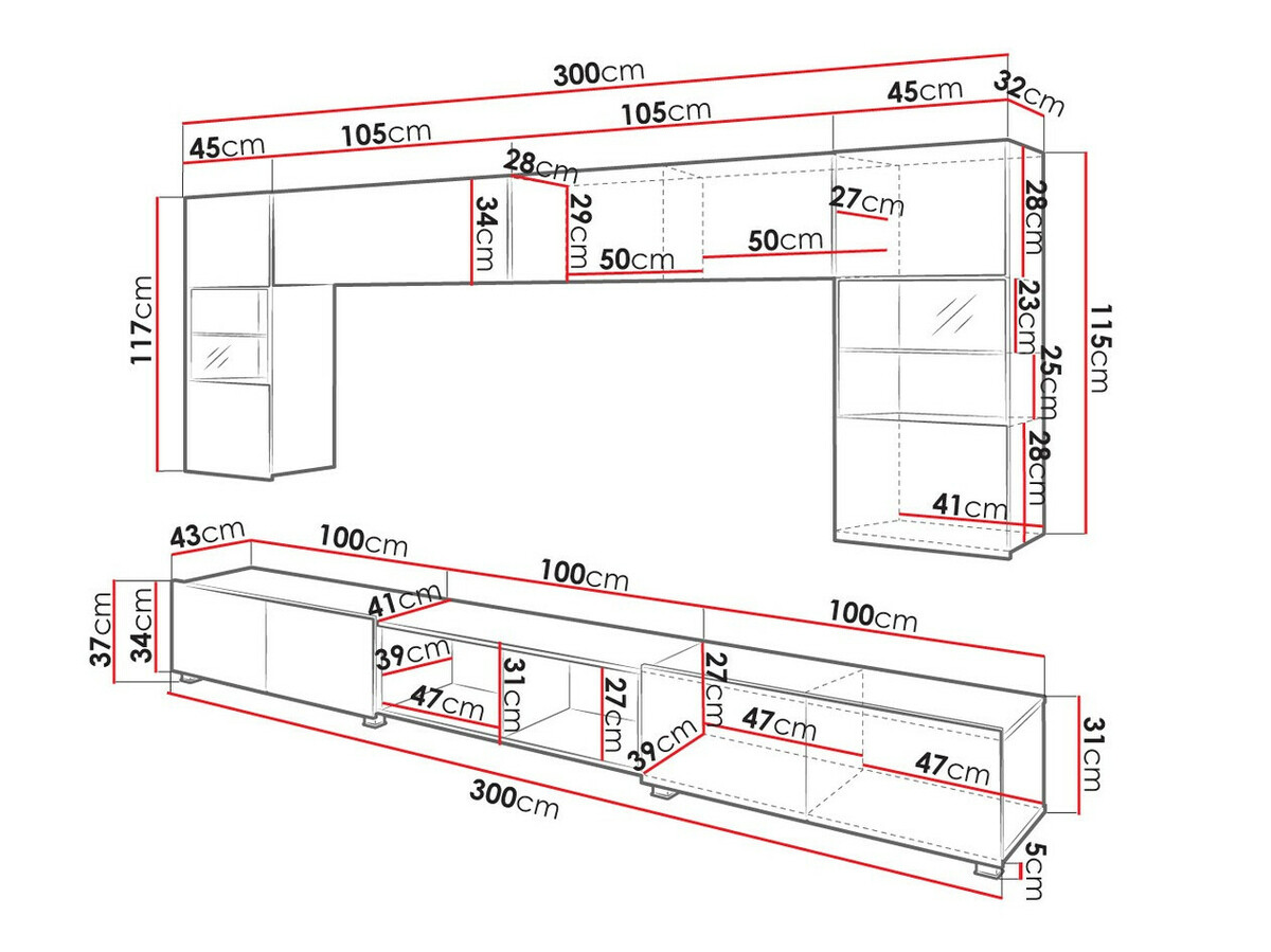 Wohnzimmer-Sets Remus XXIV (Schwarz + Schwarz glänzend + Artisan Eichenholzoptik)