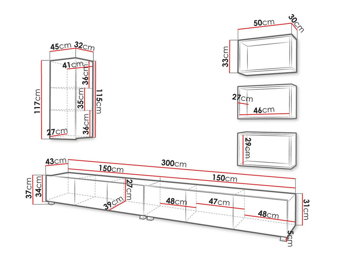 Wohnzimmer-Sets Tivdalu 156 (Schwarz + Schwarz glänzend + Artisan Eichenholzoptik)