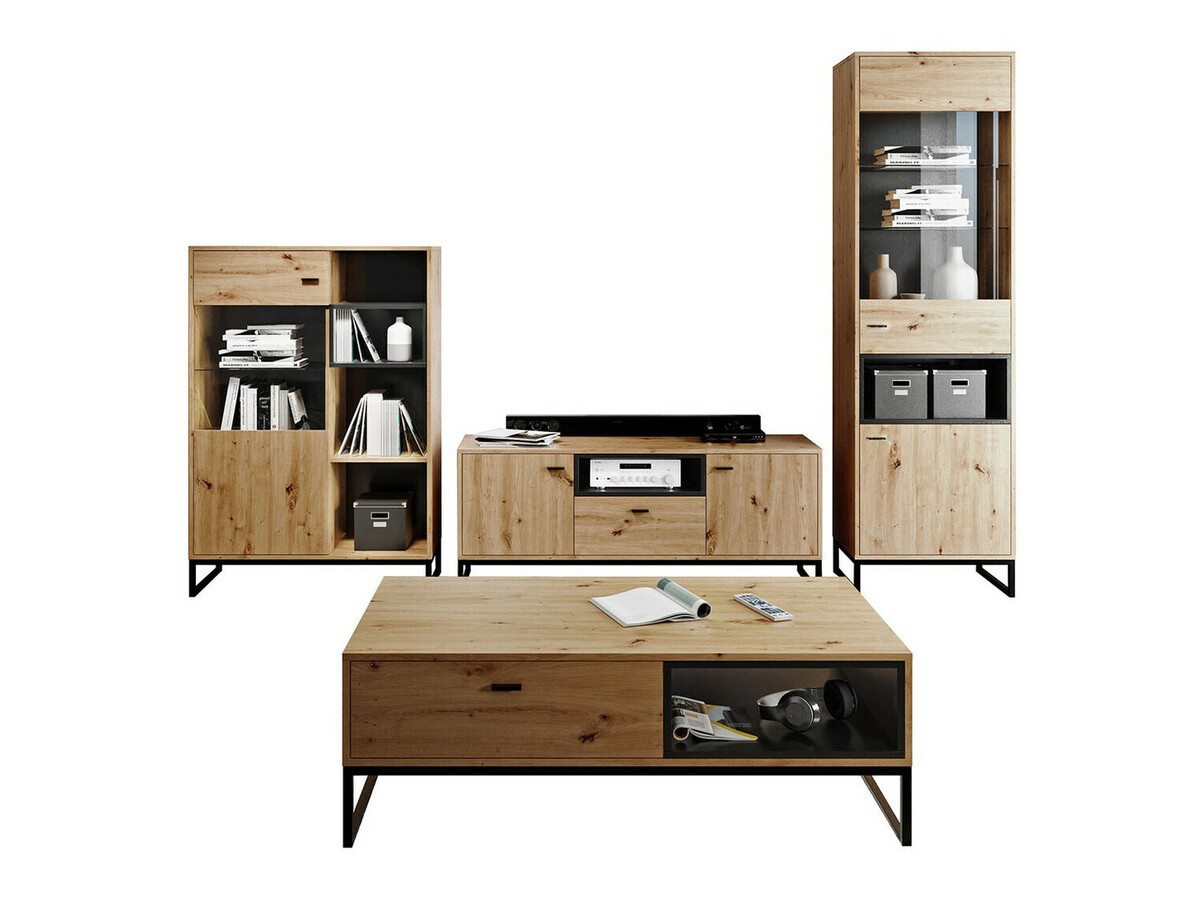 Wohnzimmer-Sets Baltesi 108 (Artisan Eichenholzoptik + Schwarz)