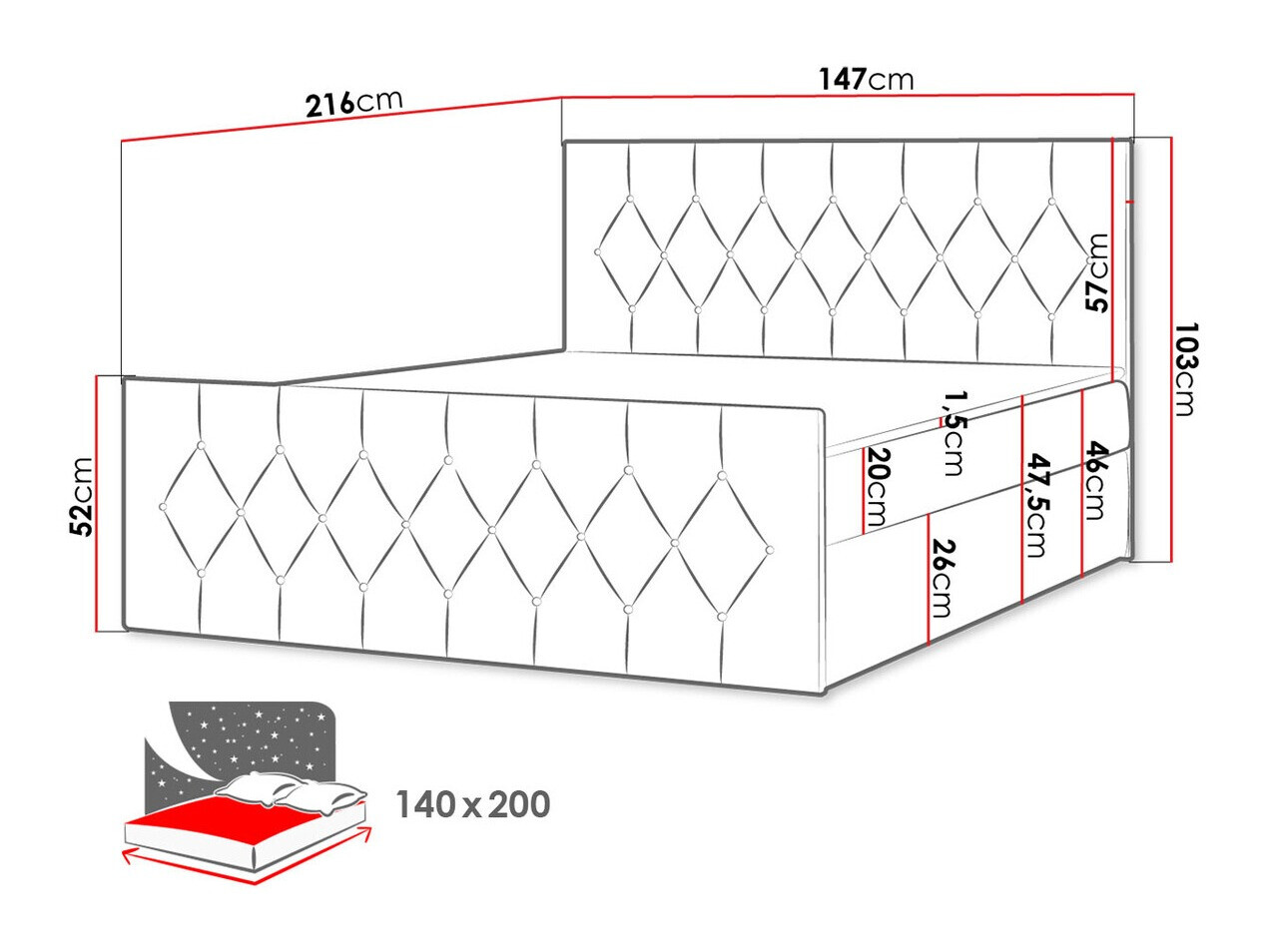 Boxspringbett Hortulus II (Mikrofaza 05)