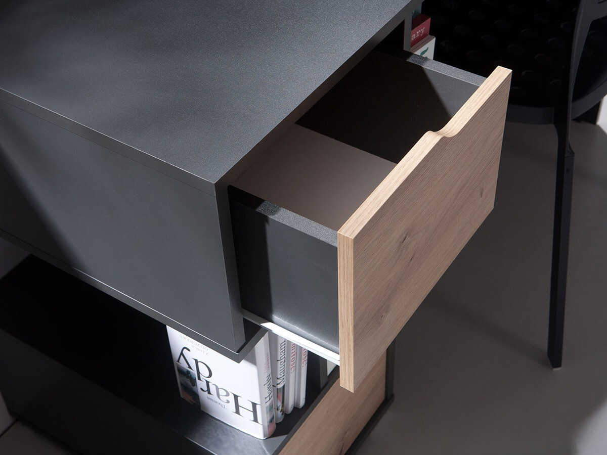 Bürotisch Providence H102 (Graphit + Artisan Eichenholzoptik + Weiss)