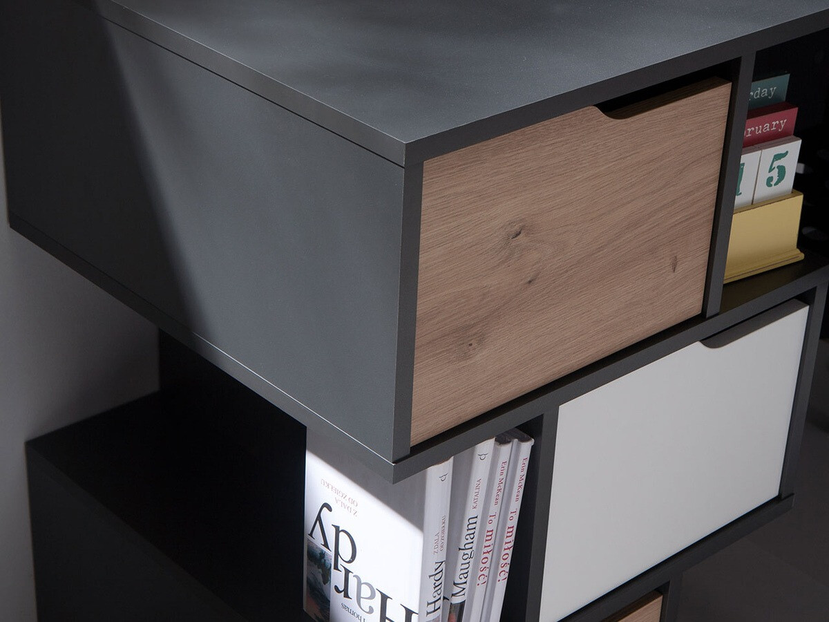 Bürotisch Providence H102 (Graphit + Artisan Eichenholzoptik + Weiss)