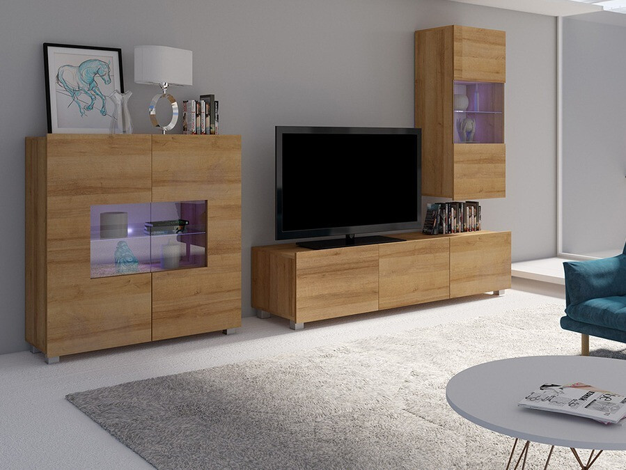 Wohnzimmer-Sets Tivdalu 111 (Goldene Eichenholzoptik)