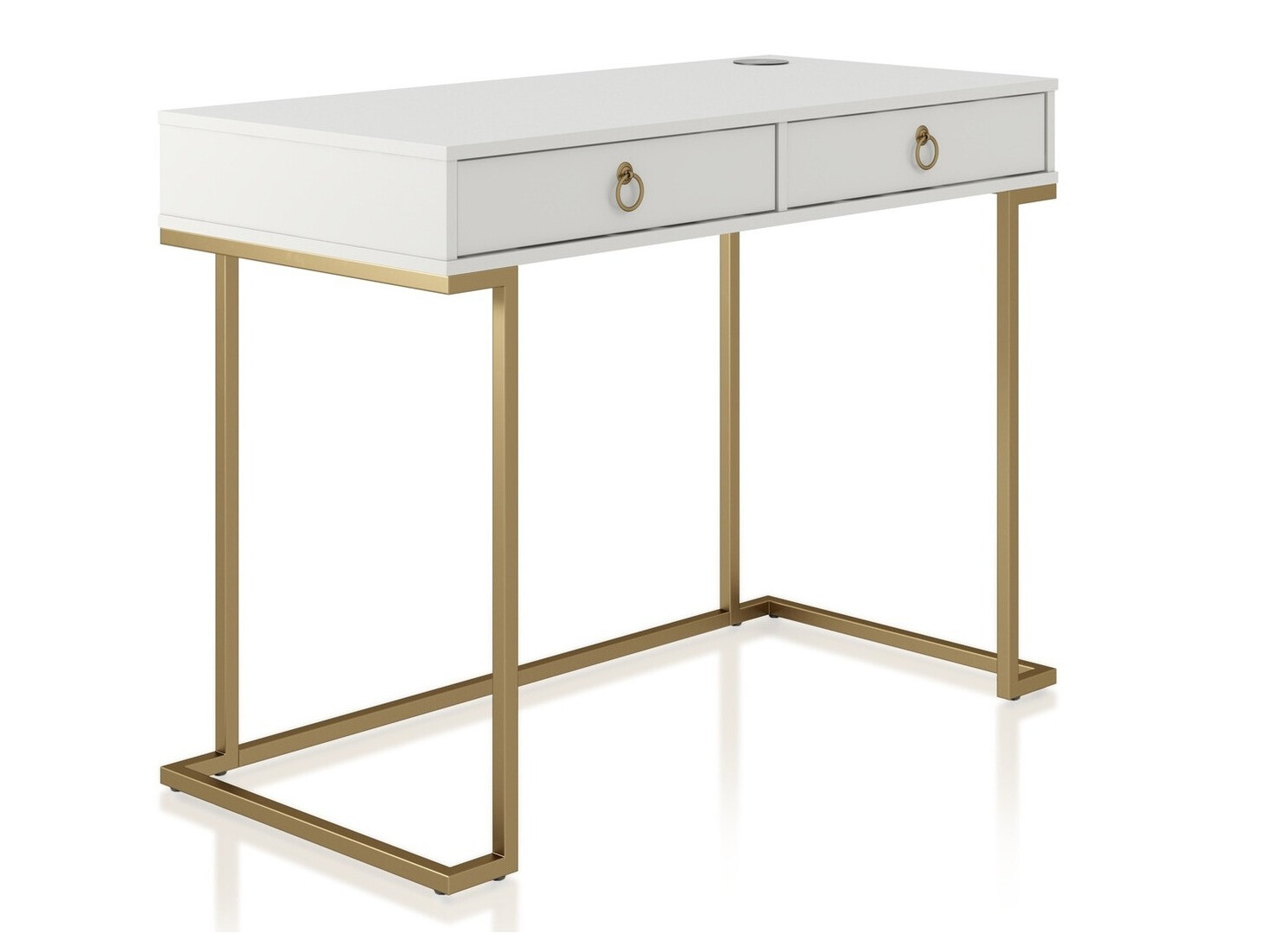 Bürotisch Fersale 100 (Weiss + Gold)