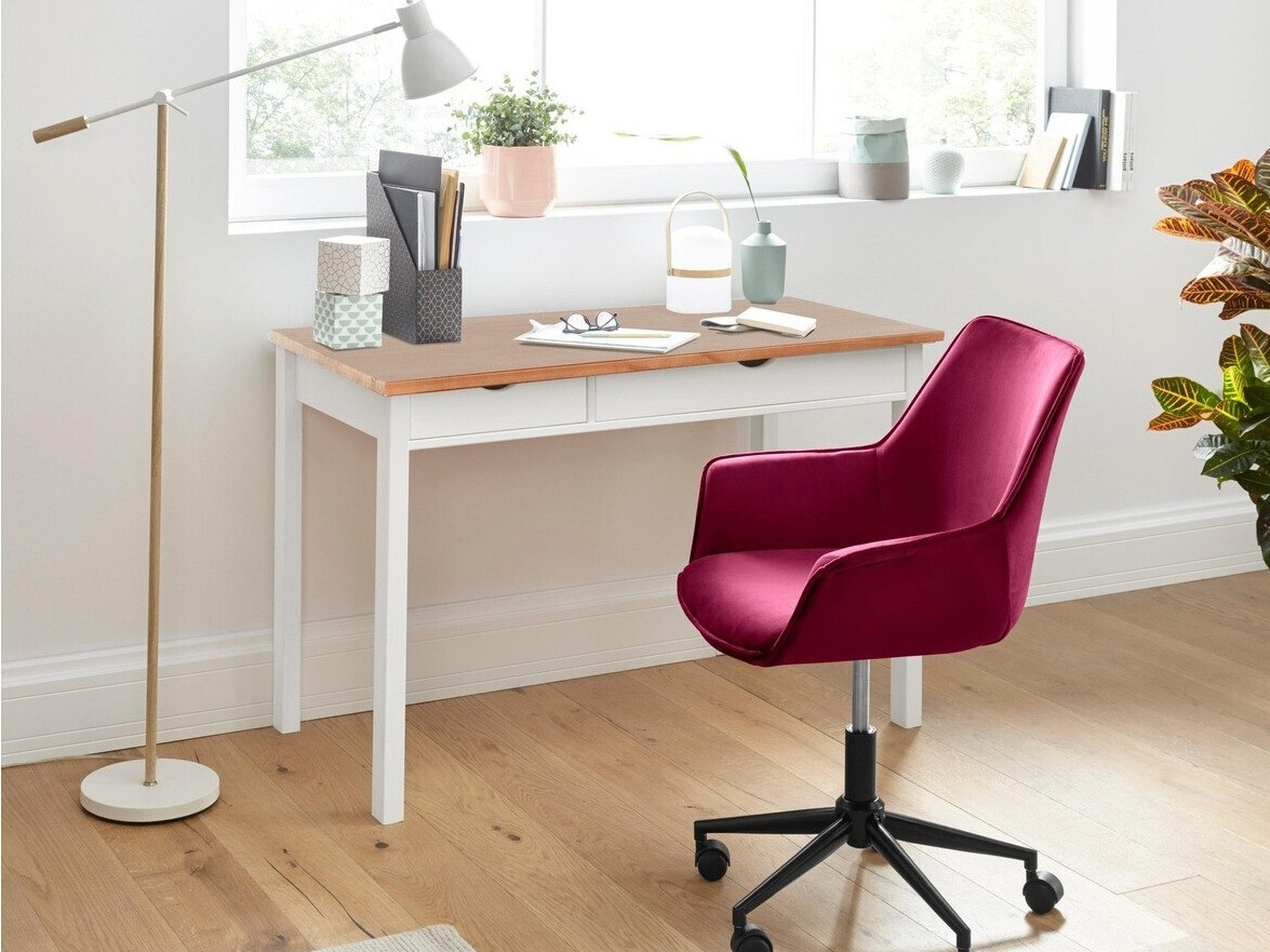 Bürotisch Denton 133 (Weiss + Helles Holz)