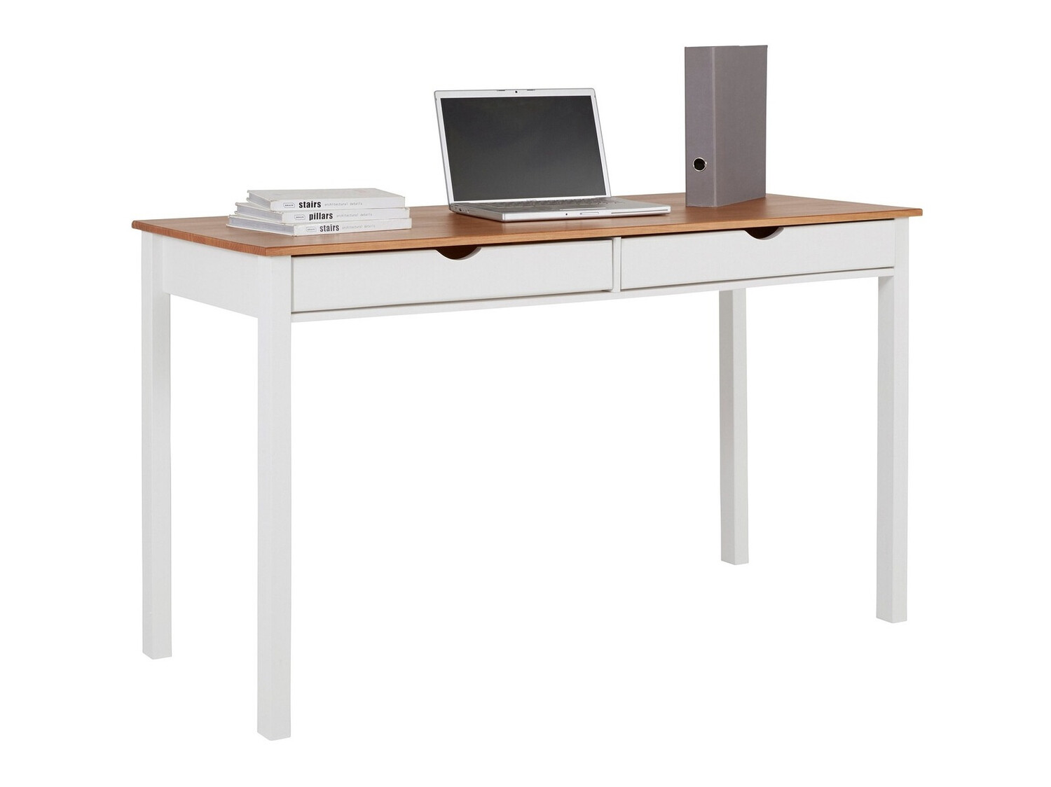 Bürotisch Denton 134 (Weiss + Helles Holz)