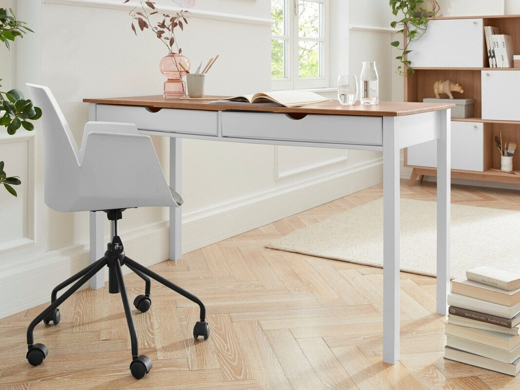 Bürotisch Denton 134 (Weiss + Helles Holz)