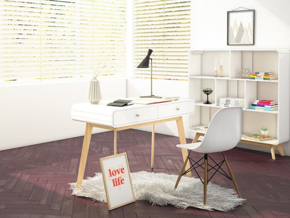 Bürotisch Elbtena 108 (Weiss + Eiche)