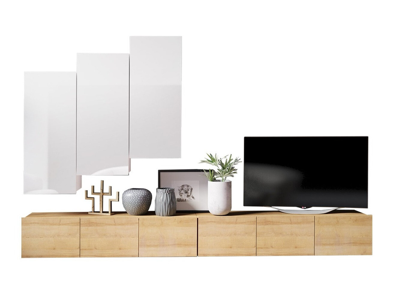 Wohnzimmer-Sets Remus XX (Goldene Eichenholzoptik + Weiss)