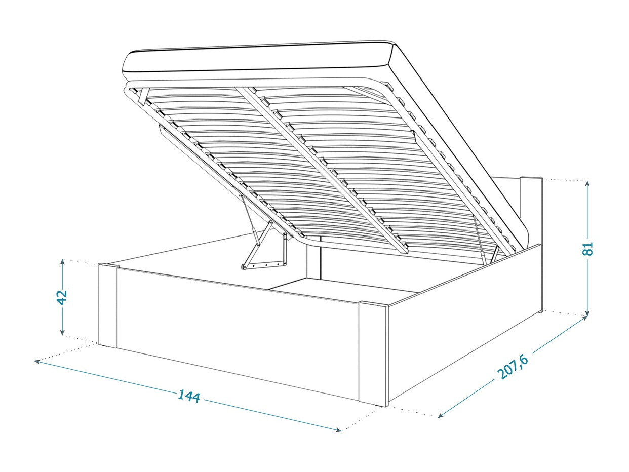 Bett Aurora 155 (Weiss + Kiefer)