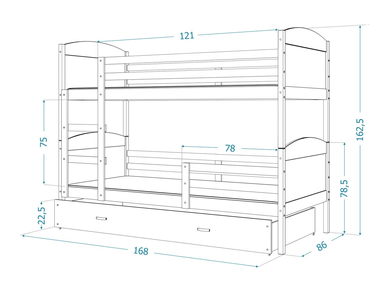 Etagenbett Aurora 101 (Kiefernholzoptik)