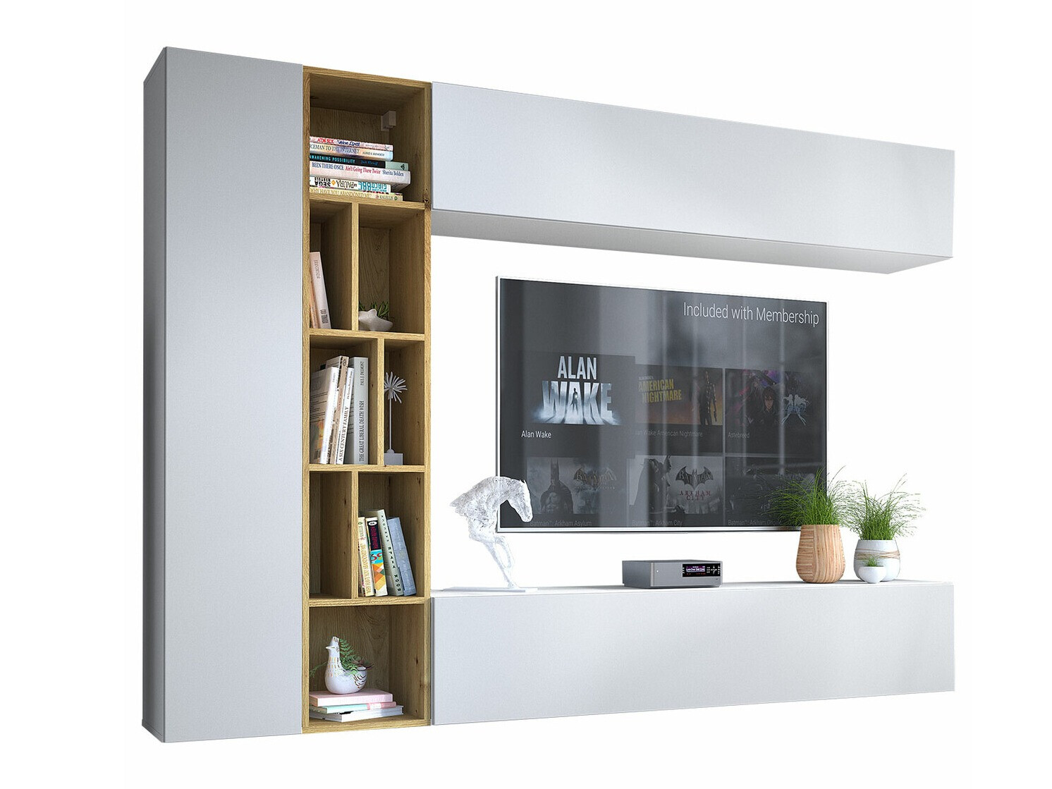 Wohnzimmer-Sets Comfivo 260 (Weiss + Artisan Eichenholzoptik)
