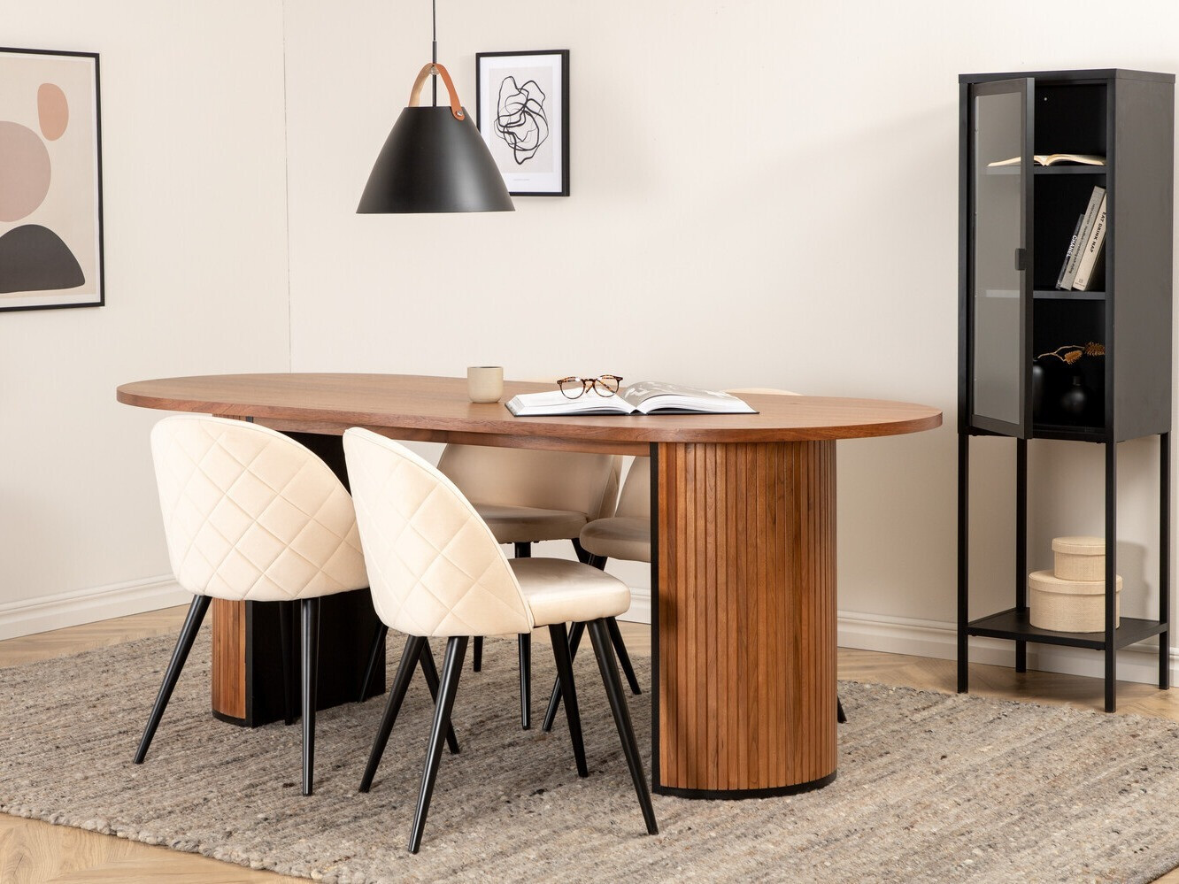 Essgruppe Dallas 2764 (Cremefarben + Schwarz)