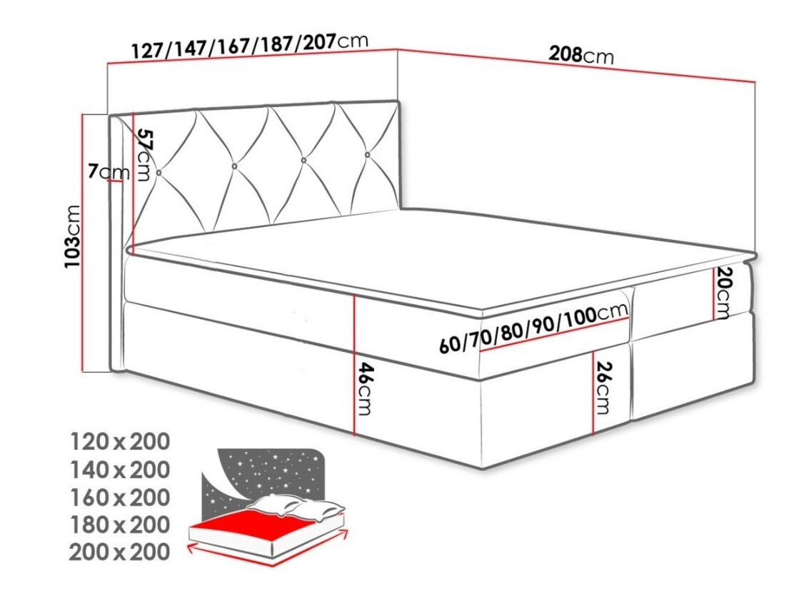 Boxspringbett Litus (Mono 244)