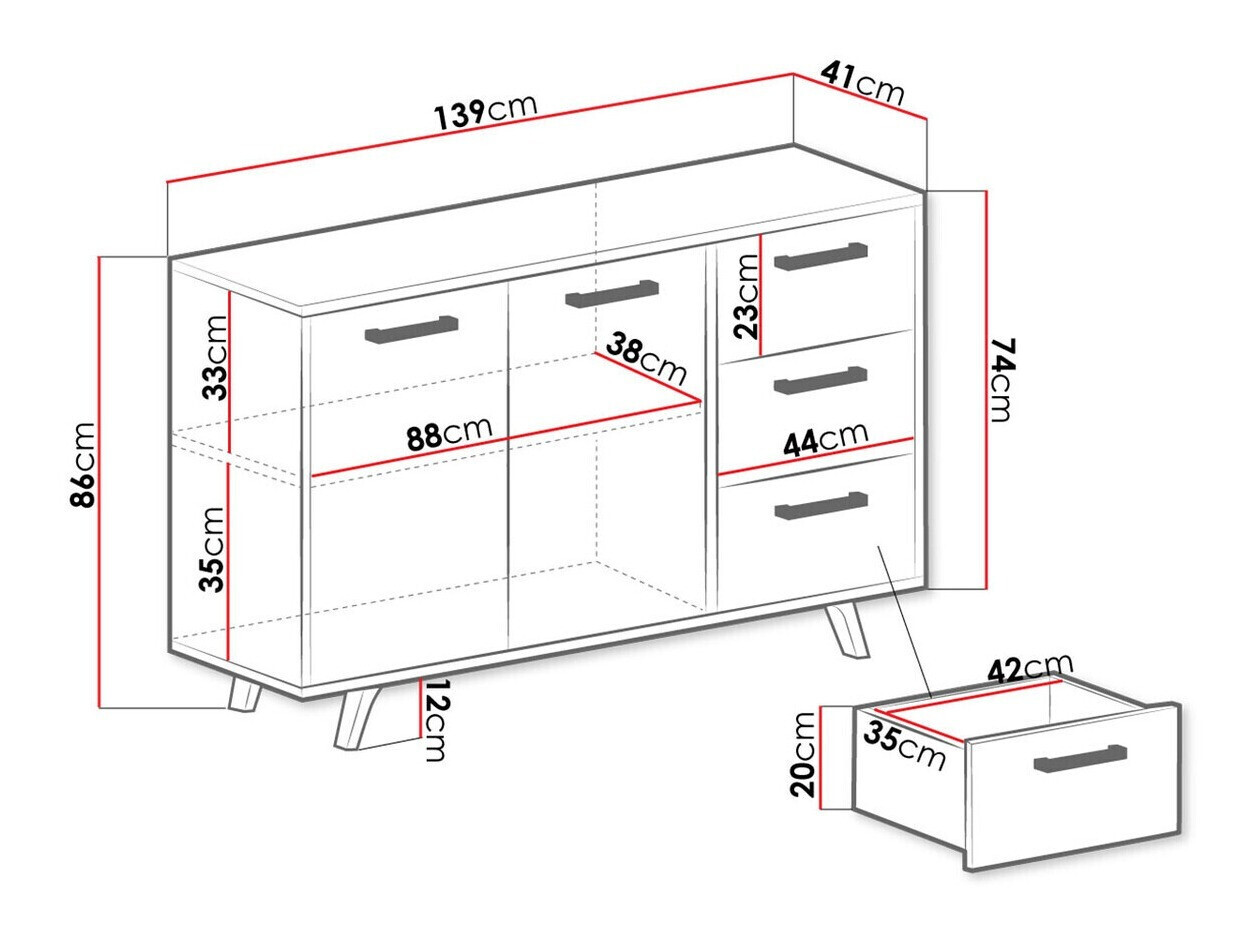 Kommoden Rosa (Blau + Gold)