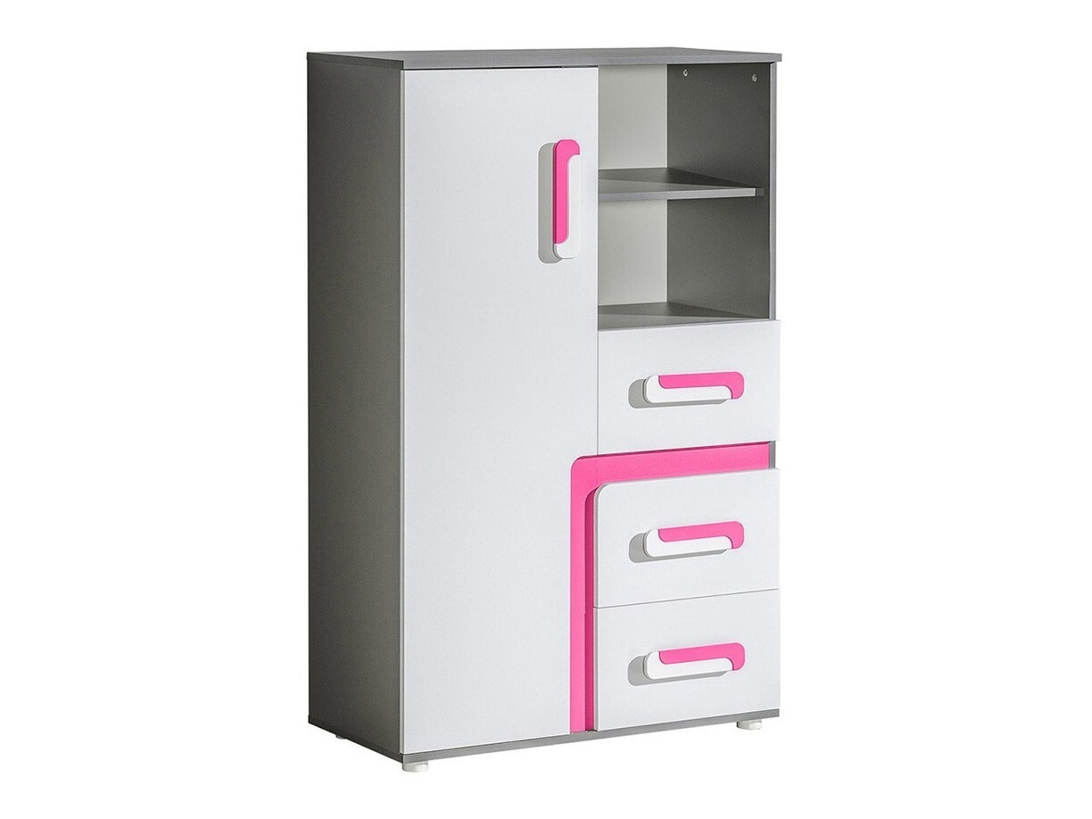 Kommode Levtala 106 (Anthrazit + Weiss + Rosa)