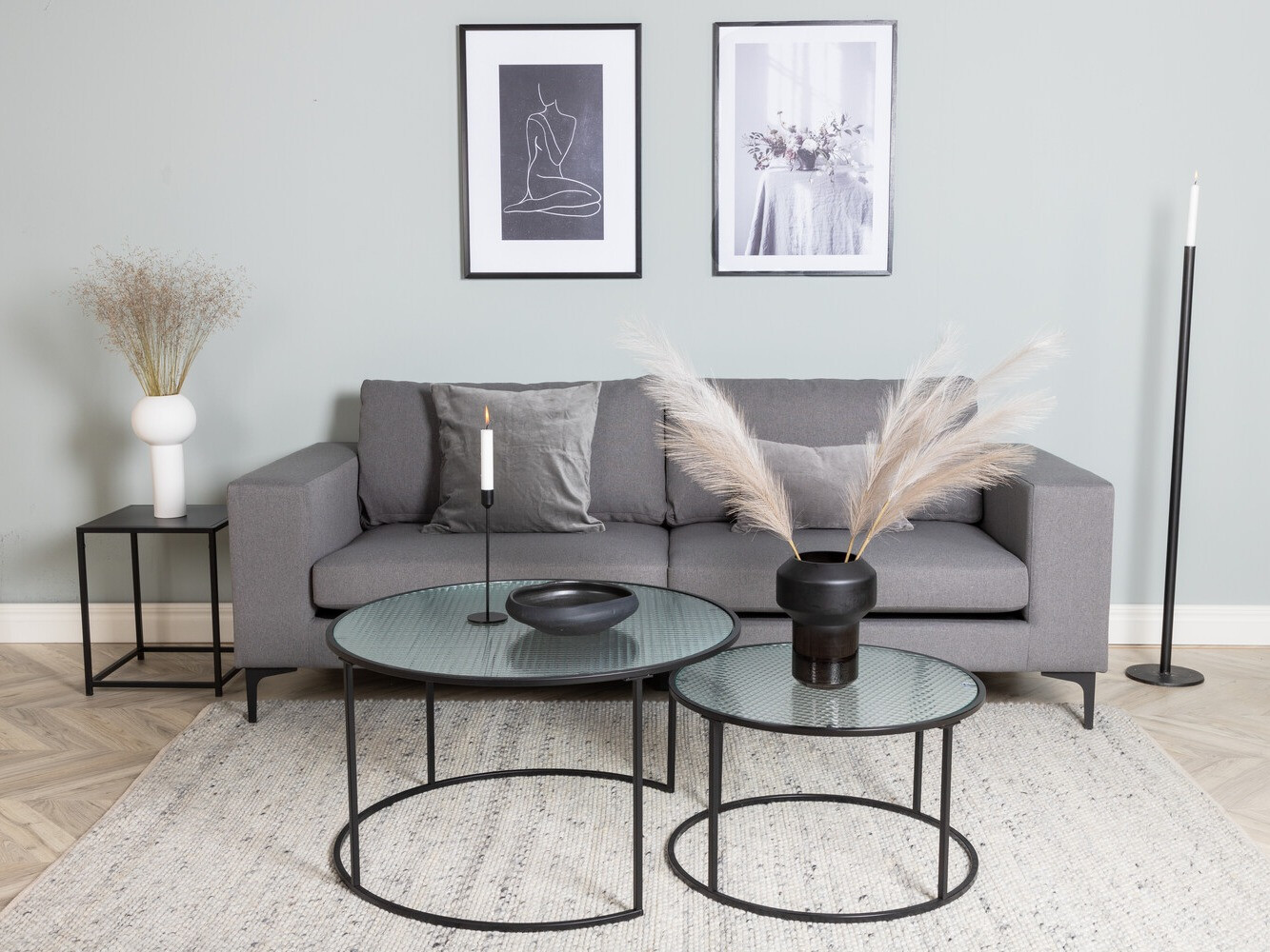 Sofa Dallas 2910 (Hellgrau + Schwarz)