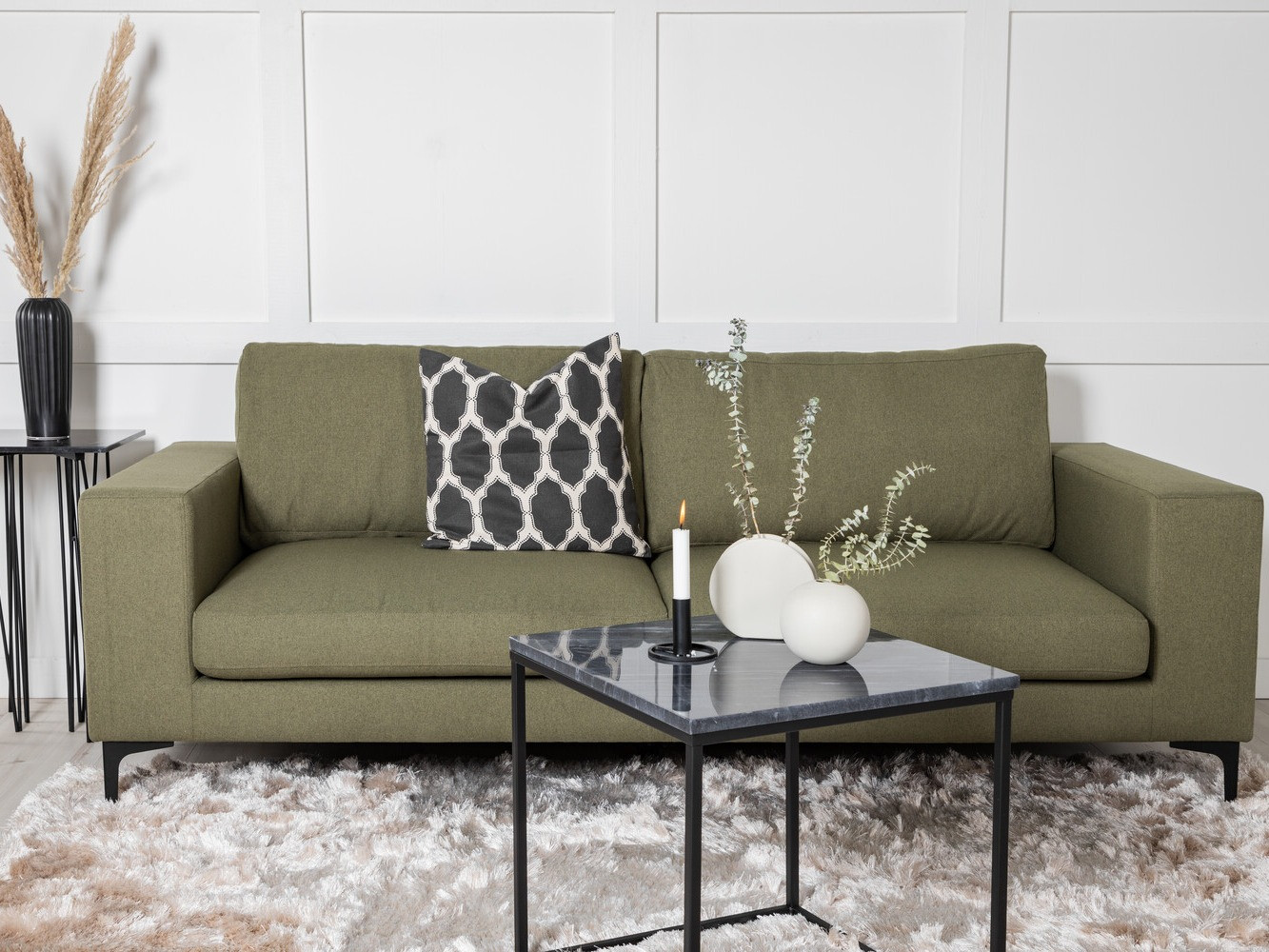 Sofa Dallas 2910 (Staubiges Grün + Schwarz)