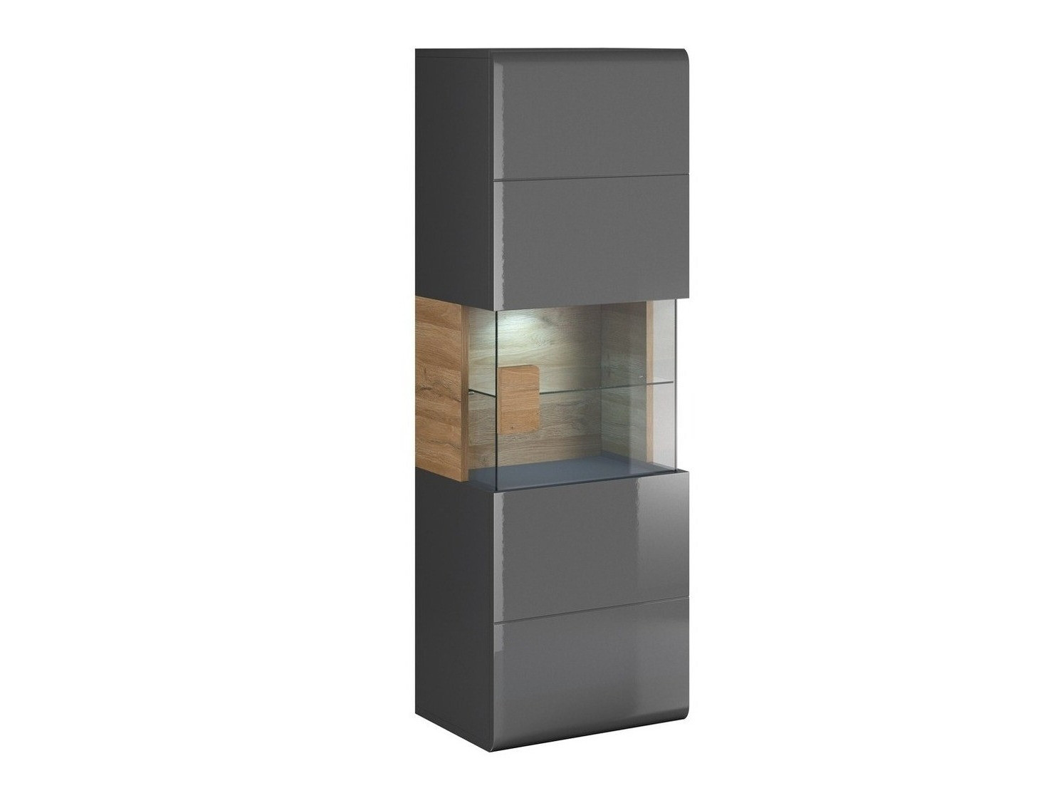 Wandregal Torsone 109 (Anthrazit + Gloss anthrazit + Grandson Eichenholzoptik)