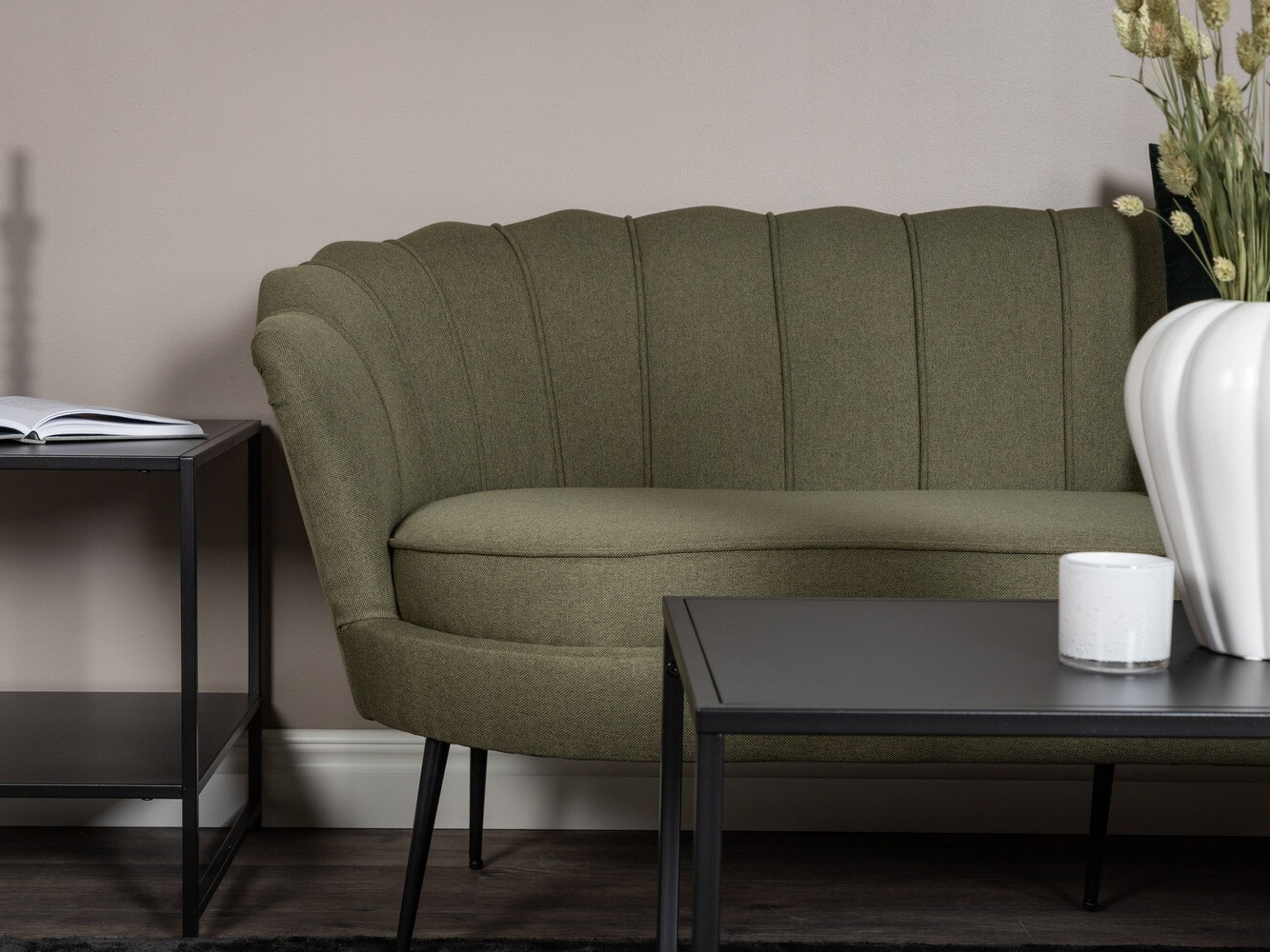 Sofa Dallas 2917 (Staubiges Grün + Schwarz)