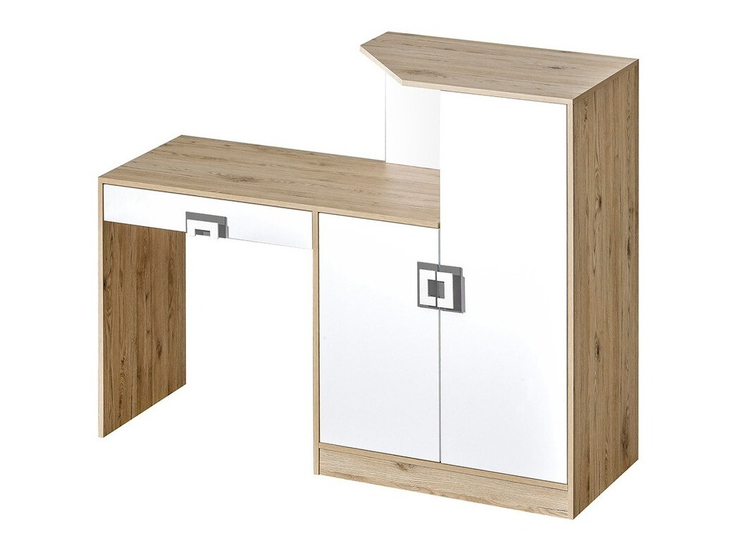 Bürotisch Balvire 111 (Eiche hell + Weiss + Grau)