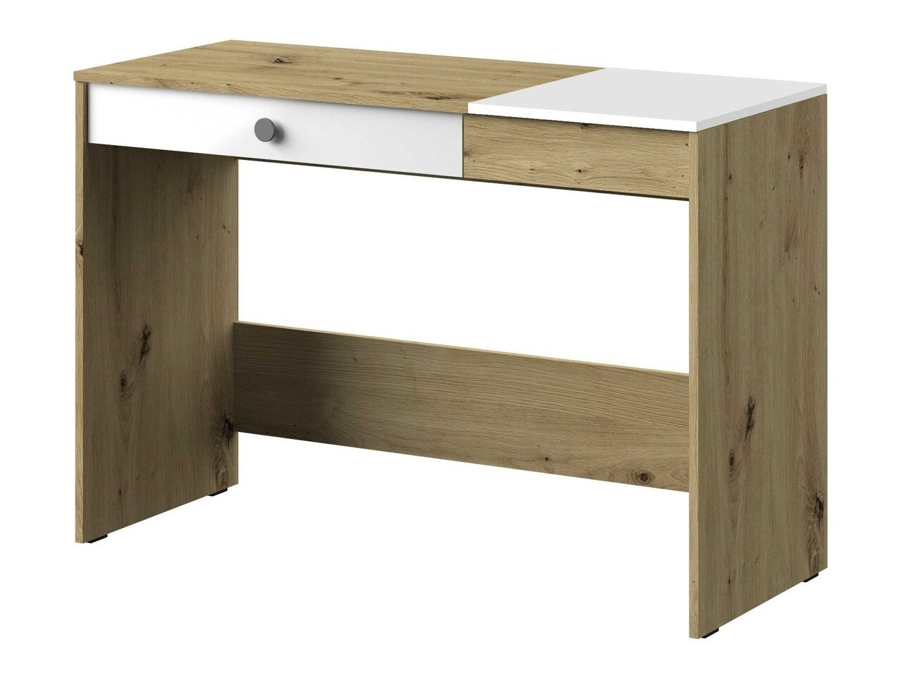 Bürotisch Mirelbu 109 (Artisan-Eiche + Weiss glänzend + Grau)