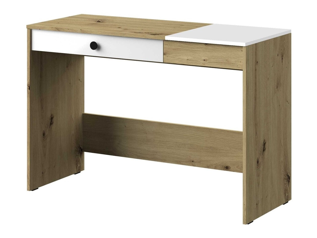 Bürotisch Mirelbu 109 (Artisan-Eiche + Weiss glänzend + Schwarz)