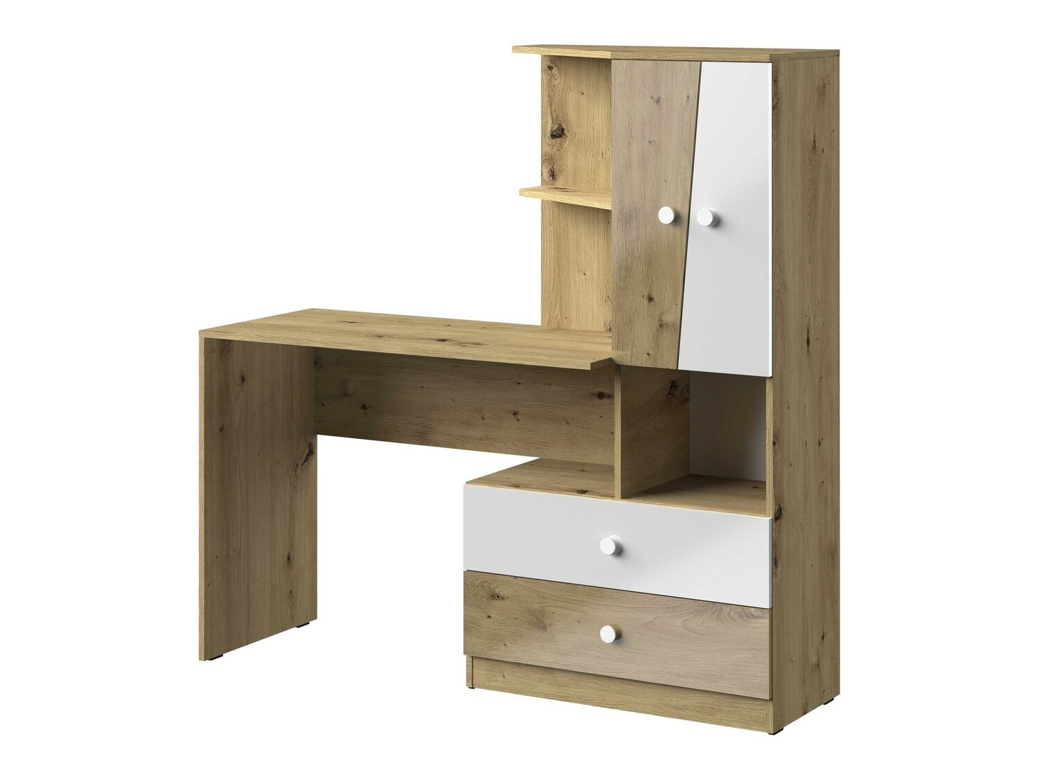 Bürotisch Mirelbu 110 (Artisan-Eiche + Weiss glänzend)