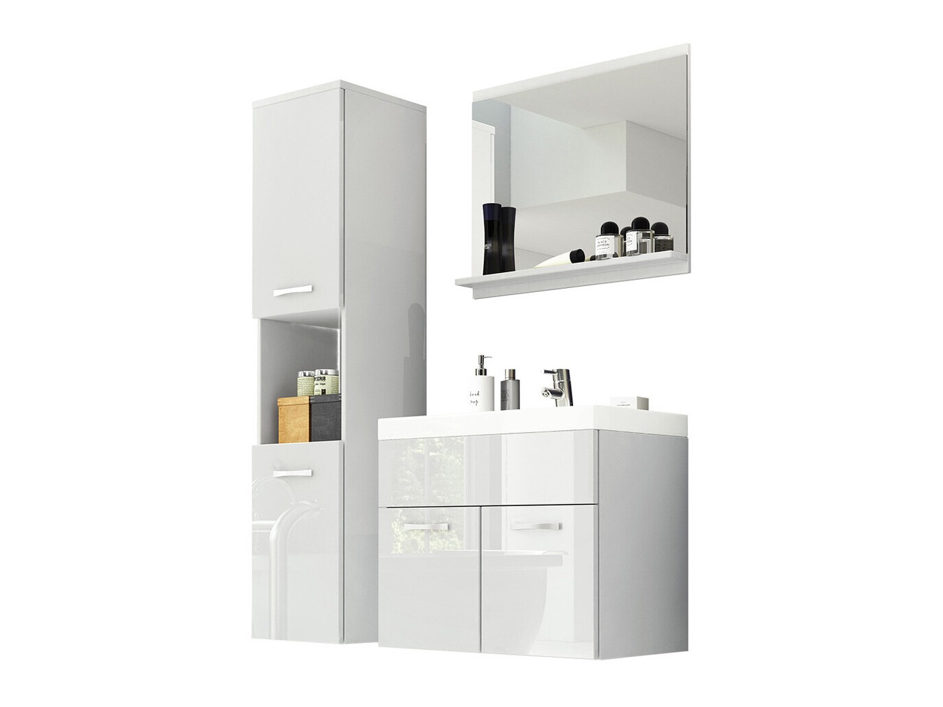 Badezimmer-Set Sarasota 122 (Weiss + Weiss glänzend)