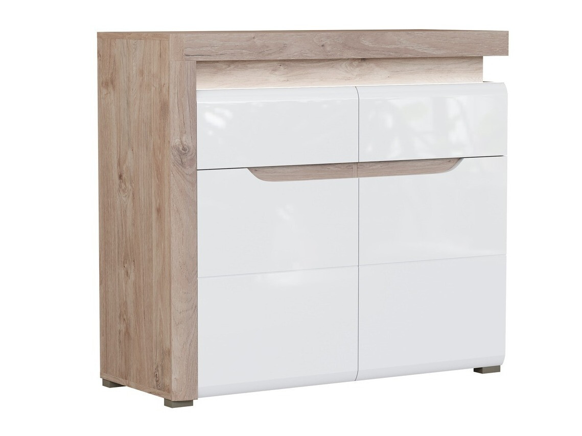 Kommode Revelmi 102 (Eiche + Weiss glänzend)