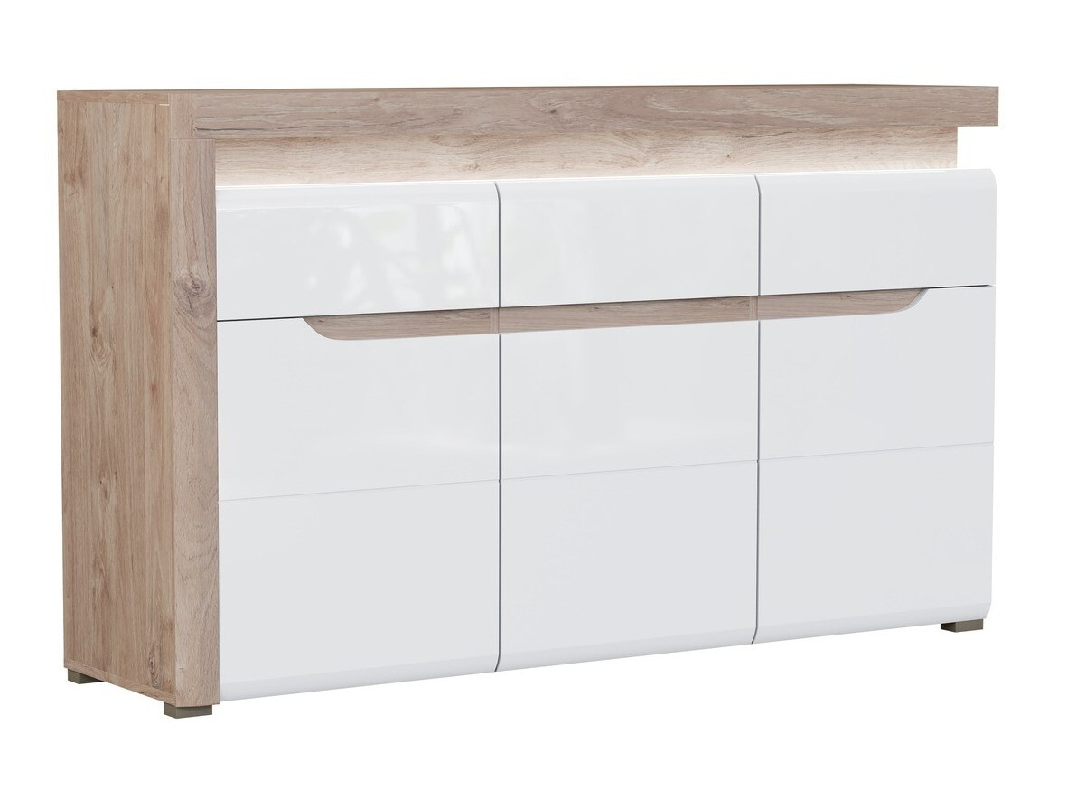 Kommode Revelmi 103 (Eiche + Weiss glänzend)