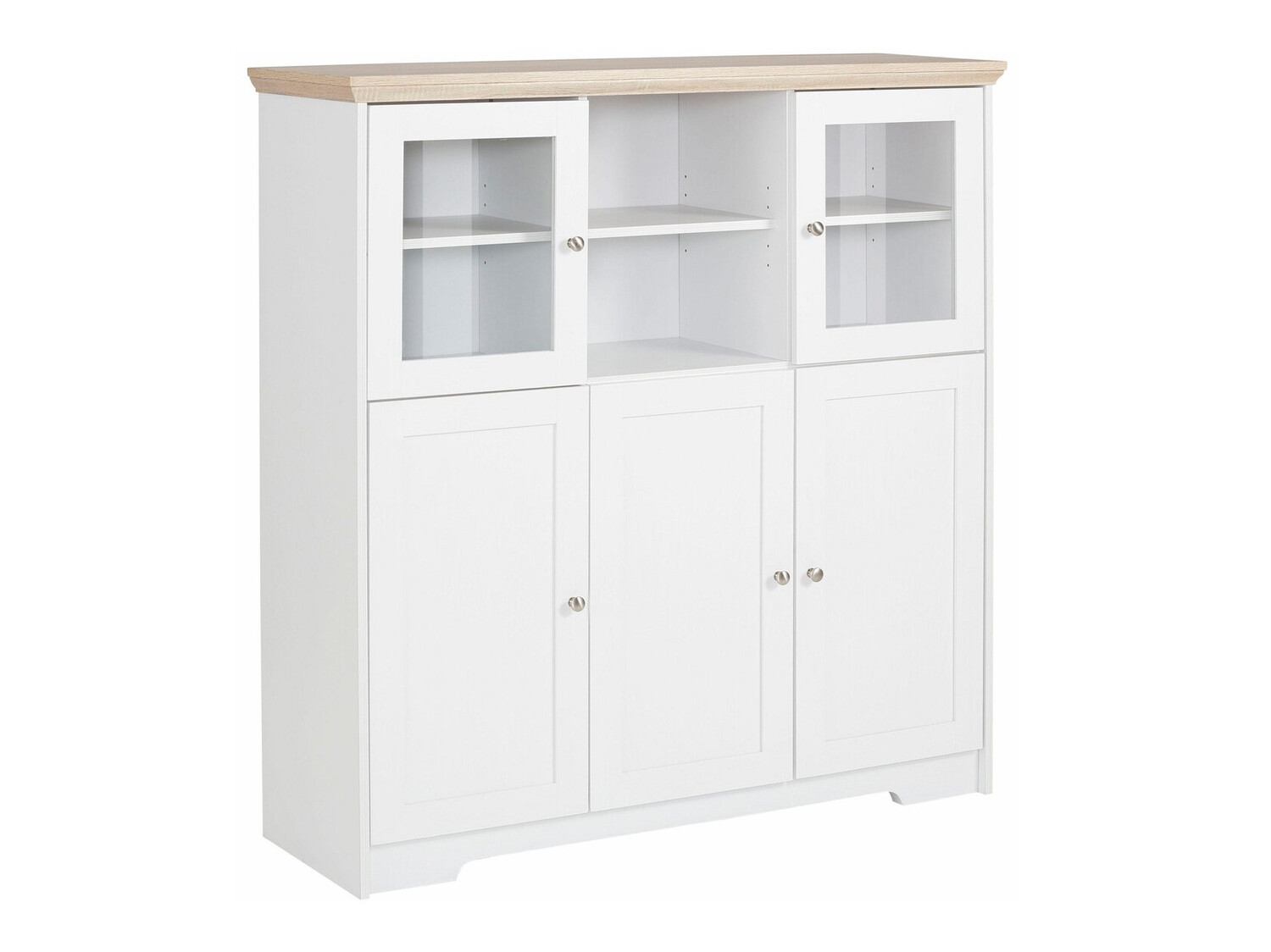 Sideboard Odemela 104 (Weiss + Eichenholzoptik hell)