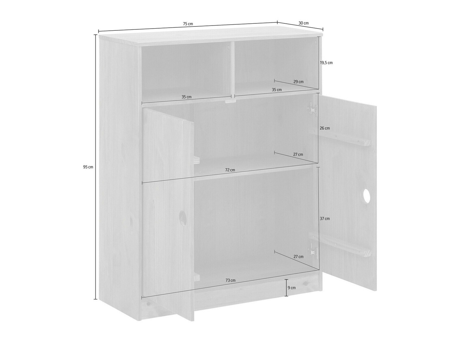 Sideboard Ruvfiva 116 (Kiefernholzoptik)