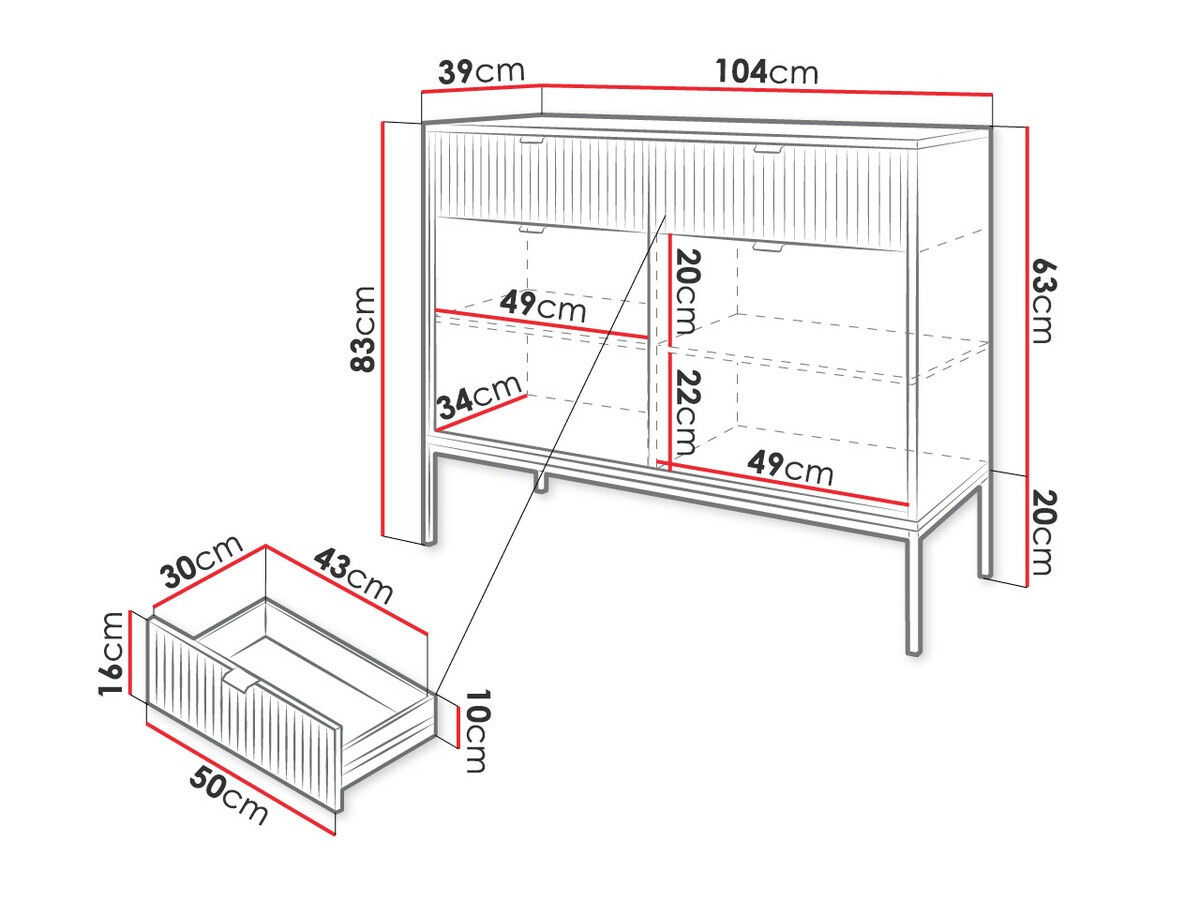 Kommode mit Schubladen Lima L100 (Schwarz)